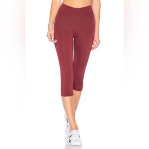 Revolve Love Wave Amy Capri Leggings Crop High Rise Bordeaux Burgundy Small